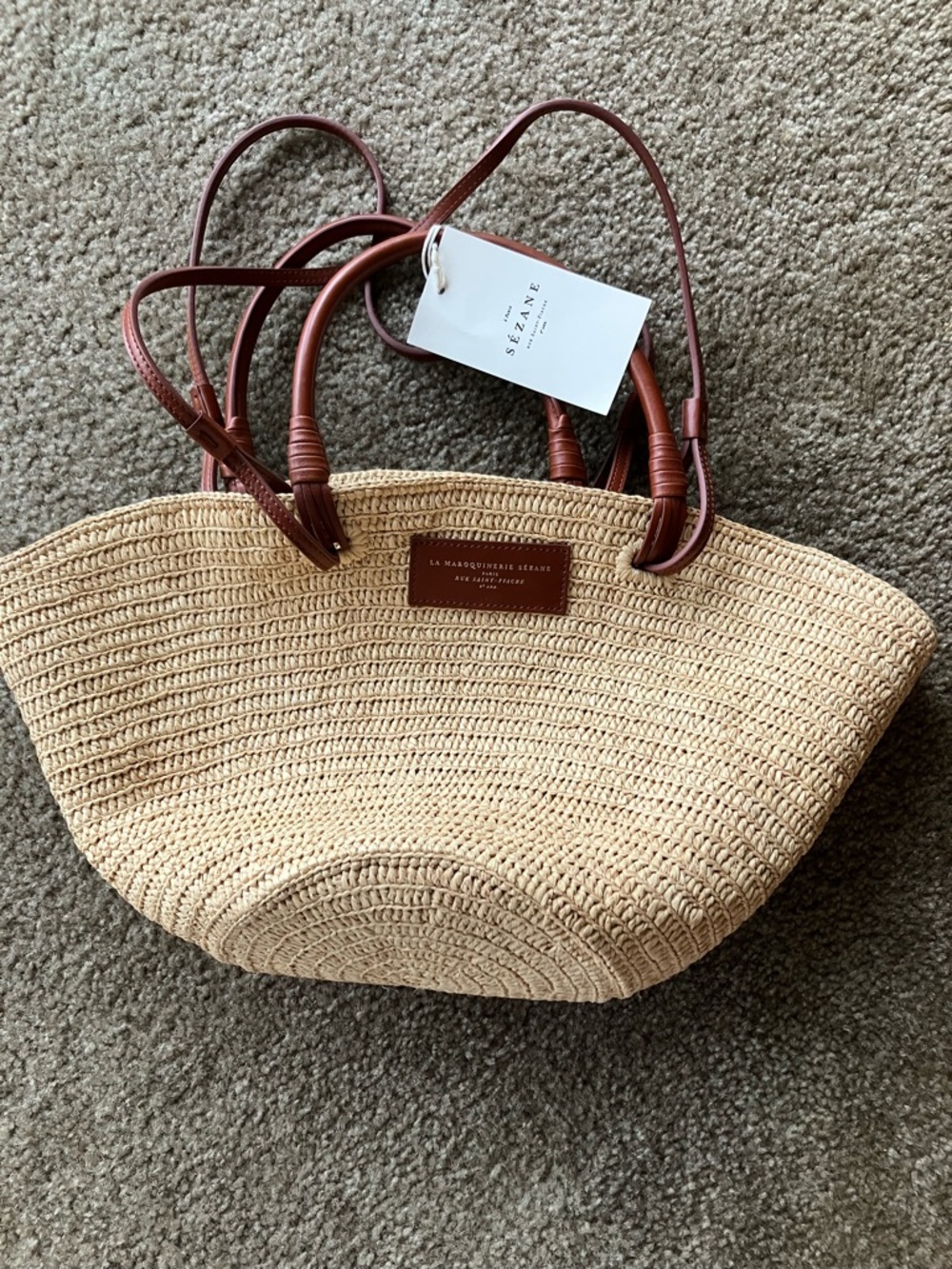Sezane Justine Basket Bag Natural Raffia - Size TU